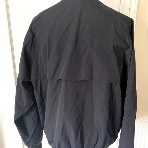 Mens Vintage Izod Sz Large Jacket Coat Lightweight Black Plaid Logo Crest EUC